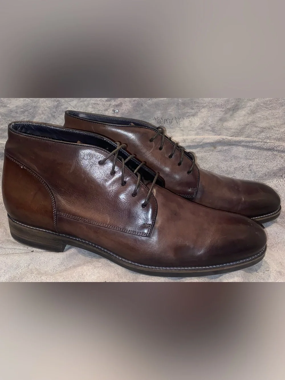 John Varvatos Lace Up Chukka Boots Leather Dress Casual Work 13 Italy Handmade